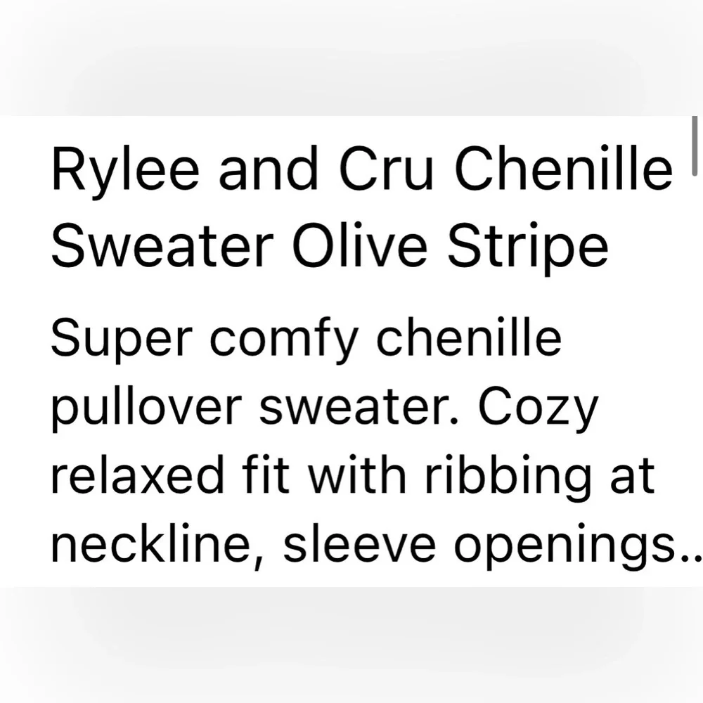 Striped Knit Sweater chenille nwt by Rylee and Cru